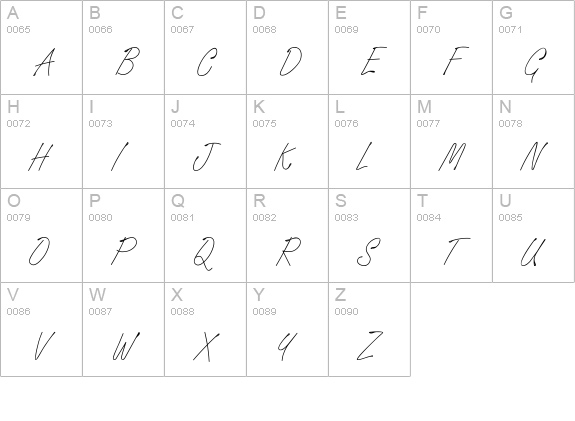 SignatureLight uppercase A-Z preview