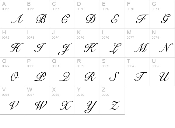 Signet Roundhand ATT uppercase A-Z preview