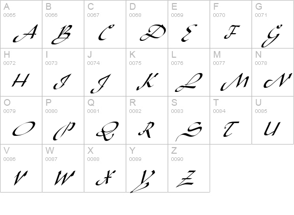 Sinbad Italic uppercase A-Z preview