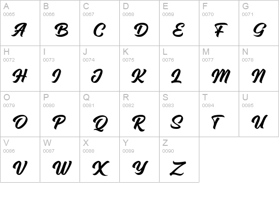 Sinethar Bold Script uppercase A-Z preview