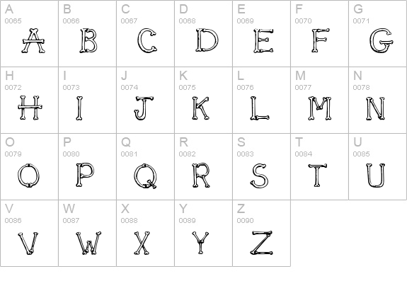 SketchBones uppercase A-Z preview