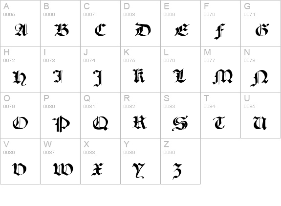 SketchedCassiusBroken uppercase A-Z preview