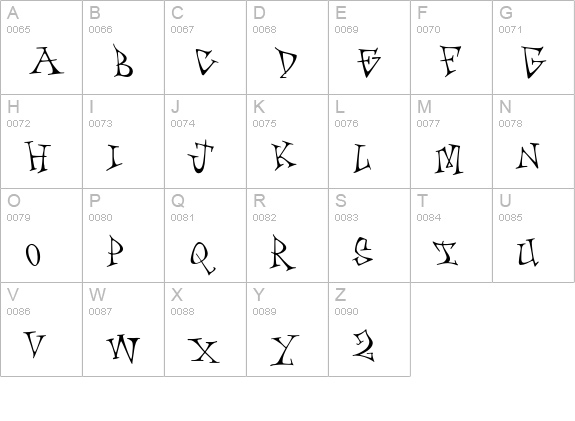 Skiffledog-Scratch uppercase A-Z preview