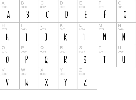 Skinny Things uppercase A-Z preview