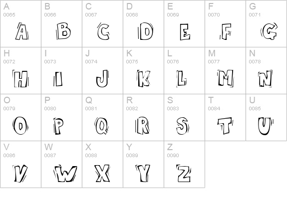 Skrotfont uppercase A-Z preview