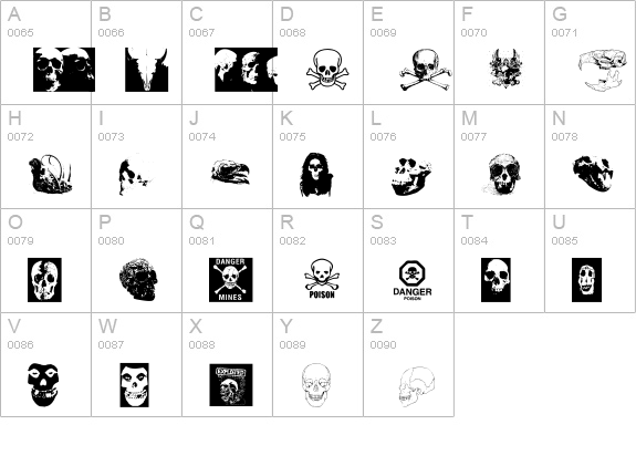 SKULL TS 2 uppercase A-Z preview