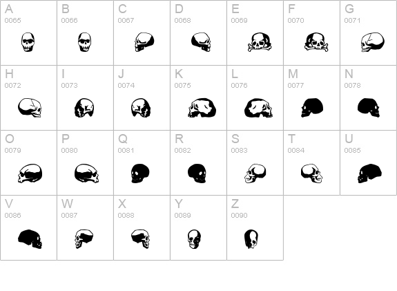 SkullBearerAOE uppercase A-Z preview
