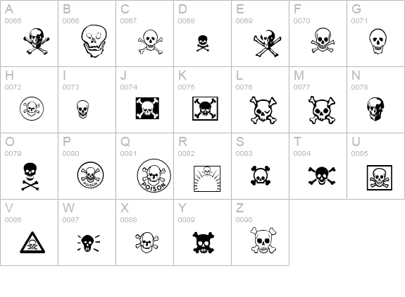 SkullZ uppercase A-Z preview