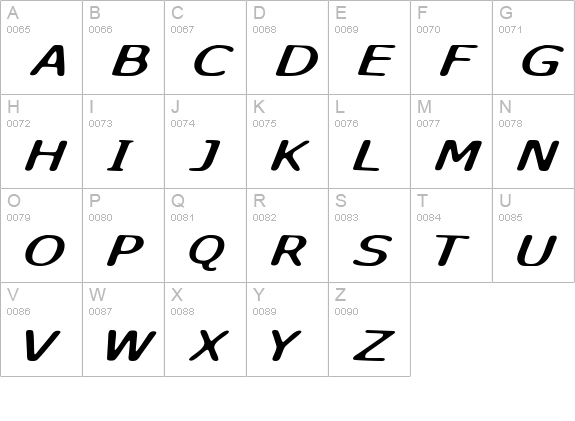Sky Skunk uppercase A-Z preview