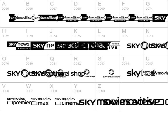 Sky TV Channel Logos uppercase A-Z preview