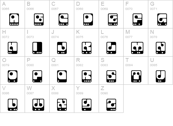 SkylabCode uppercase A-Z preview