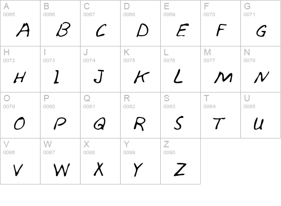 SkylersHand Regular uppercase A-Z preview
