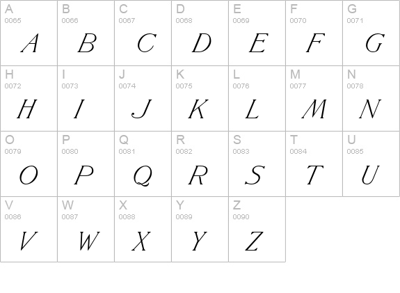 Slanted Antique Roman Std uppercase A-Z preview