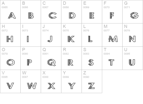 Sliced Iron uppercase A-Z preview