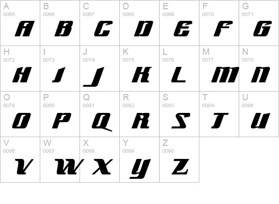 Slick69 uppercase A-Z preview