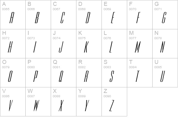 Slim Jim-Extended Italic uppercase A-Z preview