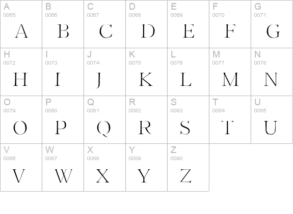 Slimfit SF uppercase A-Z preview