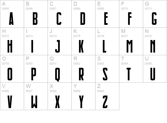 Slimlines uppercase A-Z preview