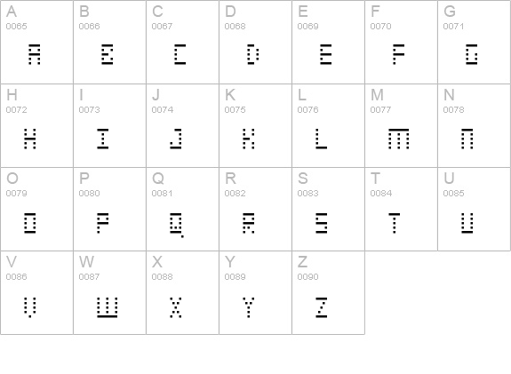 SMdot12x uppercase A-Z preview