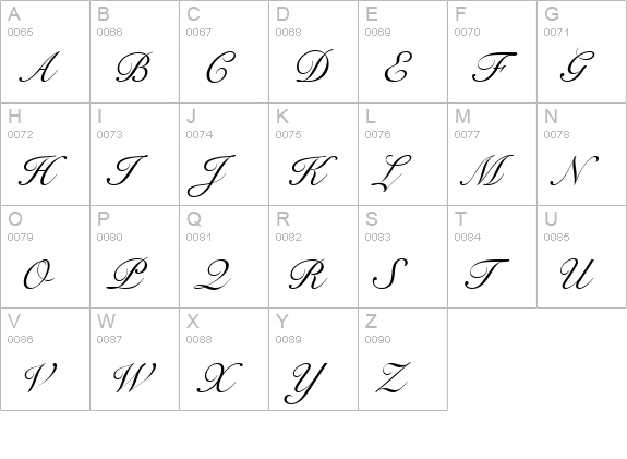 Snell BT uppercase A-Z preview