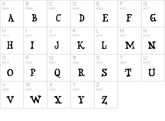 Snidely uppercase A-Z preview
