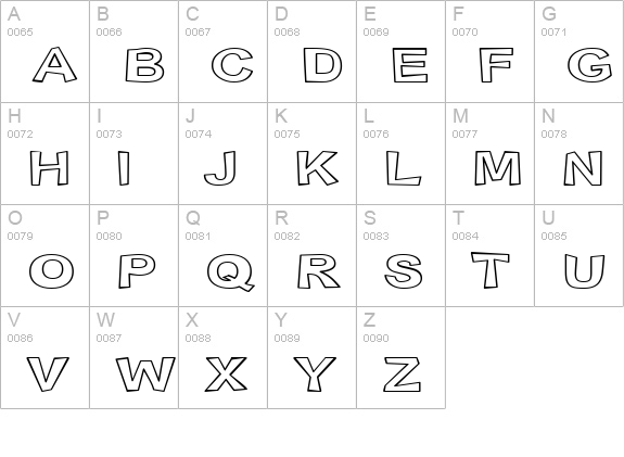Snott Outline uppercase A-Z preview