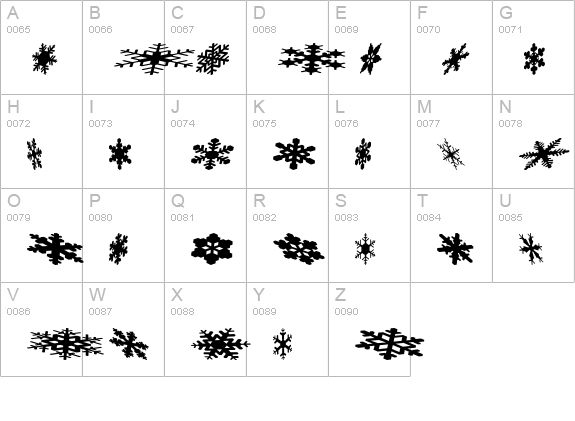 SnowflakesFalling uppercase A-Z preview