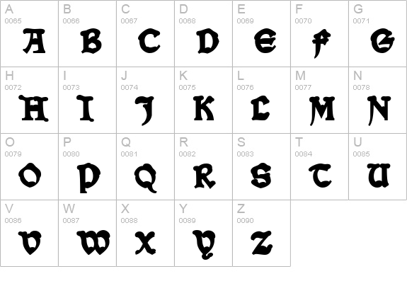 Snowgoose Back uppercase A-Z preview