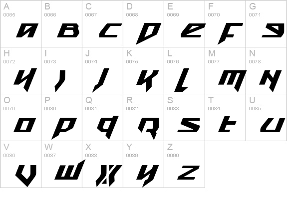Snubfighter Bold Italic uppercase A-Z preview
