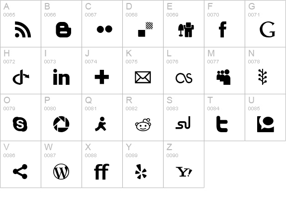 SocialIcons uppercase A-Z preview