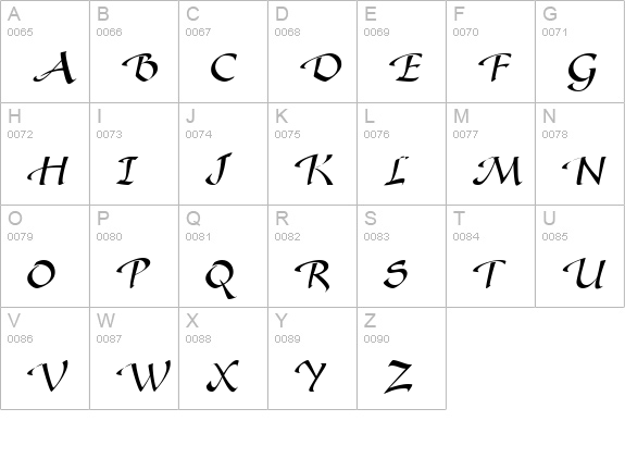 Sonyanna Script SSi uppercase A-Z preview