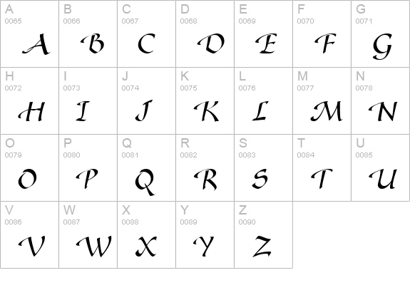 SonyannaScriptSSi Regular uppercase A-Z preview