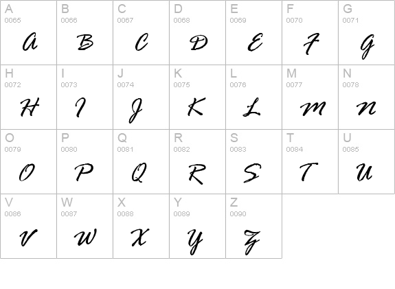 Soubrette uppercase A-Z preview