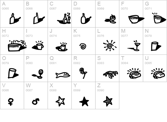 SoupBone-Dingbats uppercase A-Z preview