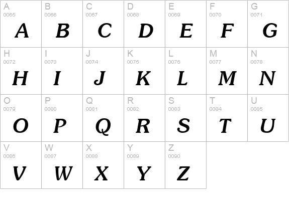 Soutane fed kursiv uppercase A-Z preview