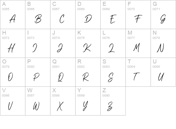 Southland Letter Handwritten Font uppercase A-Z preview