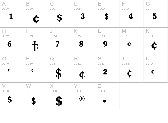Souvenir* Fractions uppercase A-Z preview