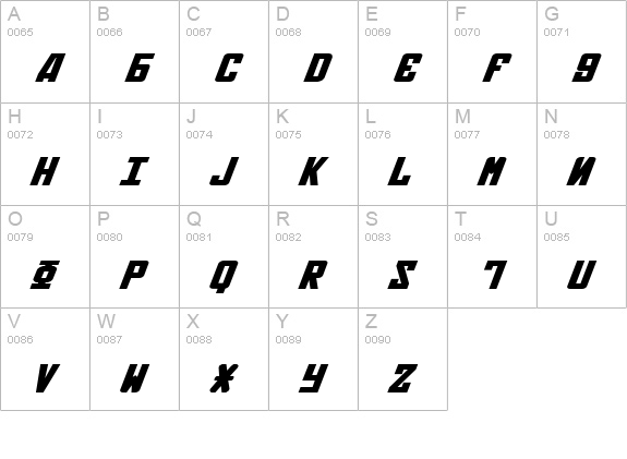 Soviet Bold ExpItal uppercase A-Z preview