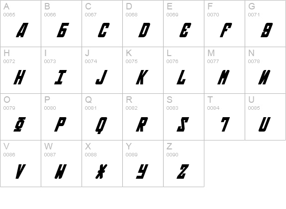 Soviet Bold Italic uppercase A-Z preview