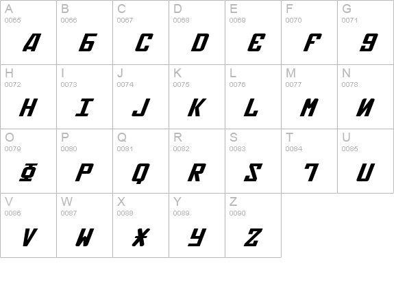 Soviet Expanded Italic uppercase A-Z preview