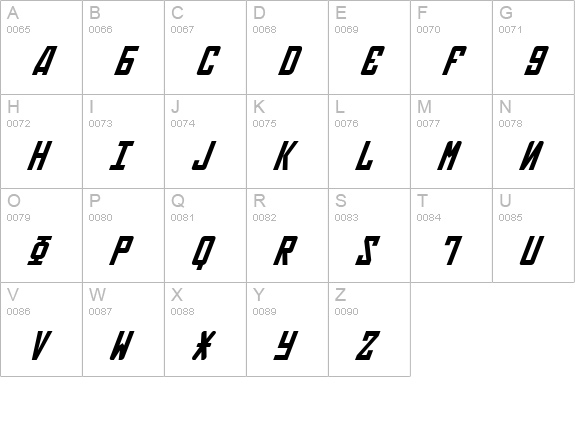 Soviet Italic uppercase A-Z preview