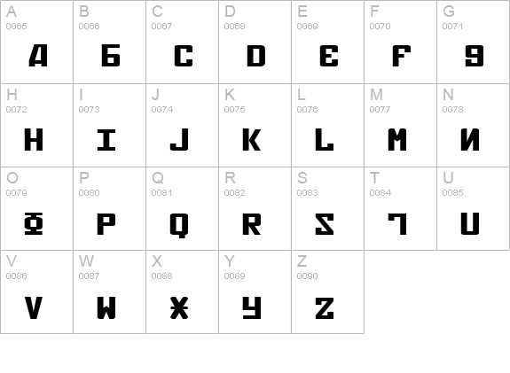 Soviet X-Expanded uppercase A-Z preview