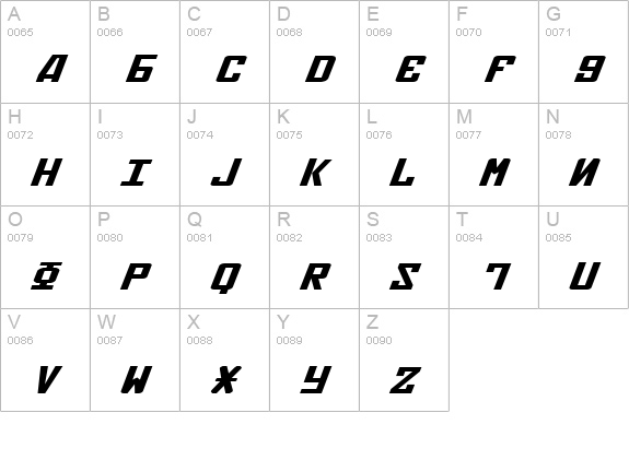 Soviet X-Expanded Italic uppercase A-Z preview