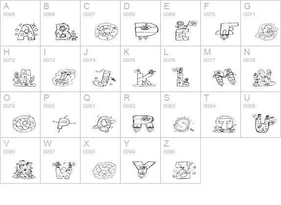 Space Attack uppercase A-Z preview