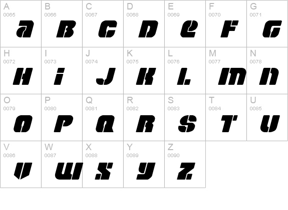 Space Cruiser Italic uppercase A-Z preview