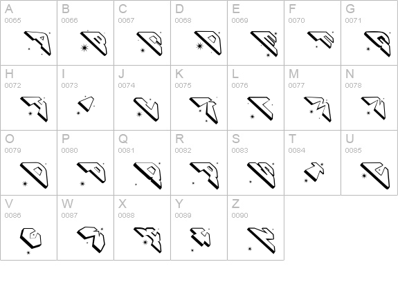 SpaceAttacks uppercase A-Z preview