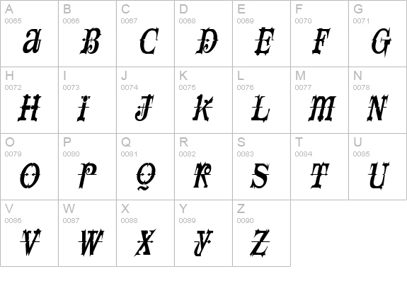 SpaceIveyCondensed Italic uppercase A-Z preview