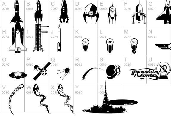 Spacelord Zero uppercase A-Z preview