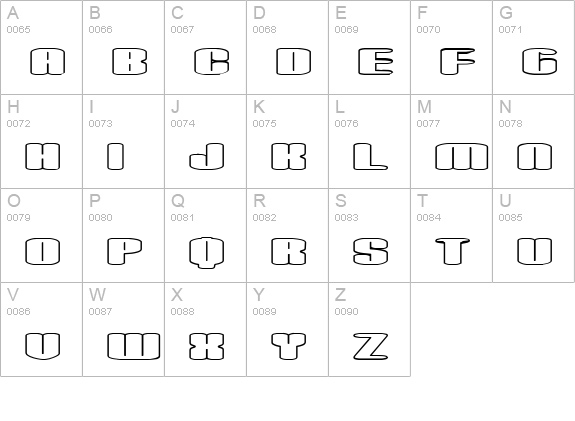 Spacious Outline BRK uppercase A-Z preview