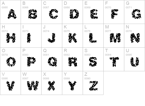 Spastic BRK uppercase A-Z preview